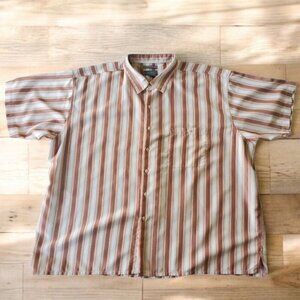 Bruno‎ Shirt Mens Size 4x Short Sleeve Button Sueded Microfiber Striped Orange
